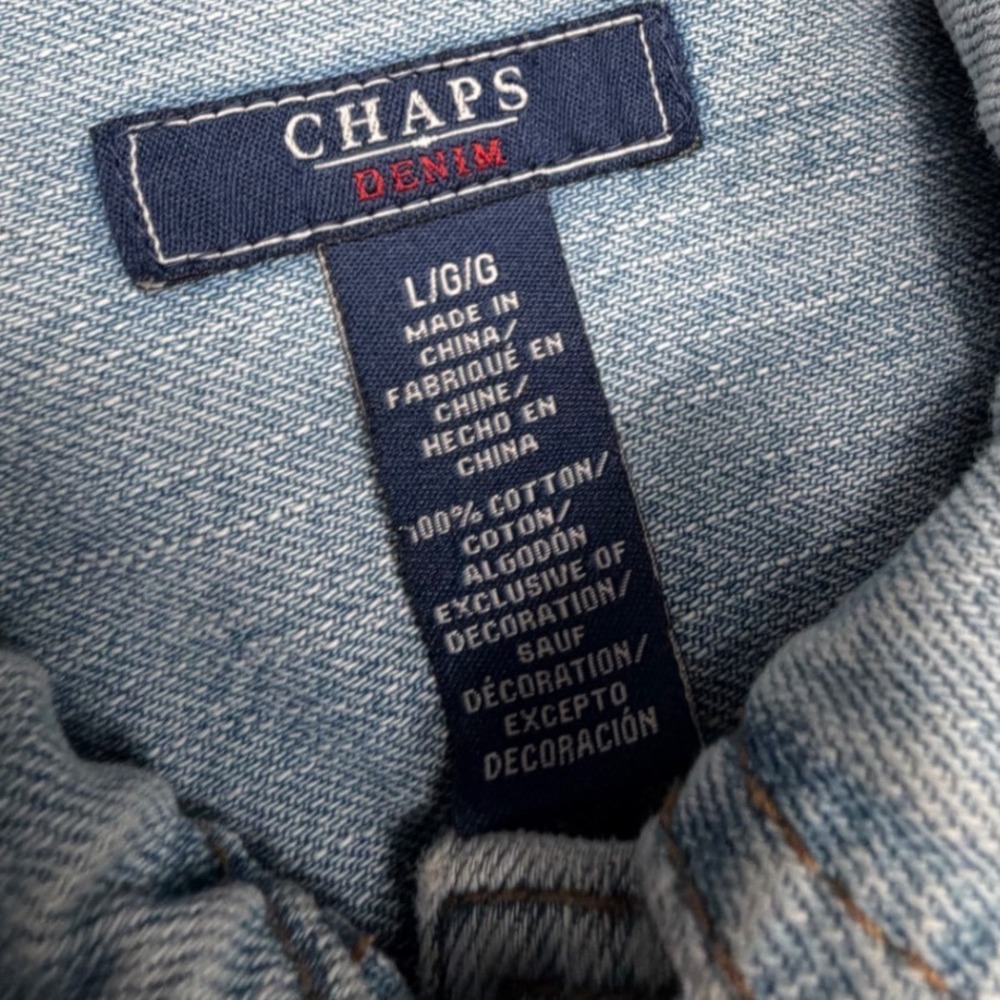 Chaps Light Wash Denim Trucker Jacket Embroidered Western Womens Large Blue - Picture 3 of 12